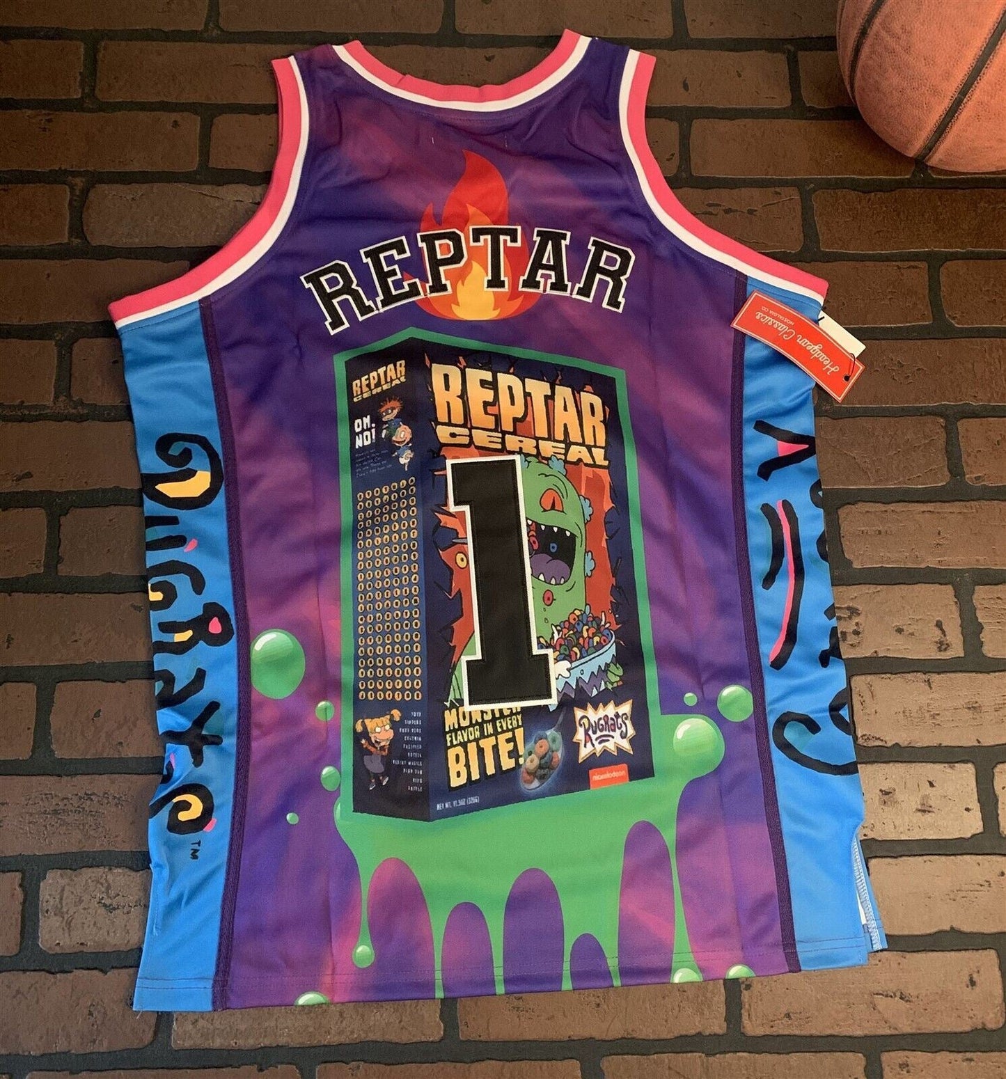 RUGRATS REPTAR CEREAL Headgear Classics Basketball Jersey