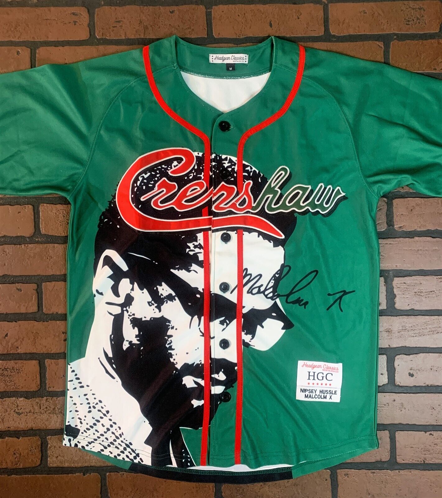 CRENSHAW / MALCOLM X Green Headgear Classics Baseball Jersey