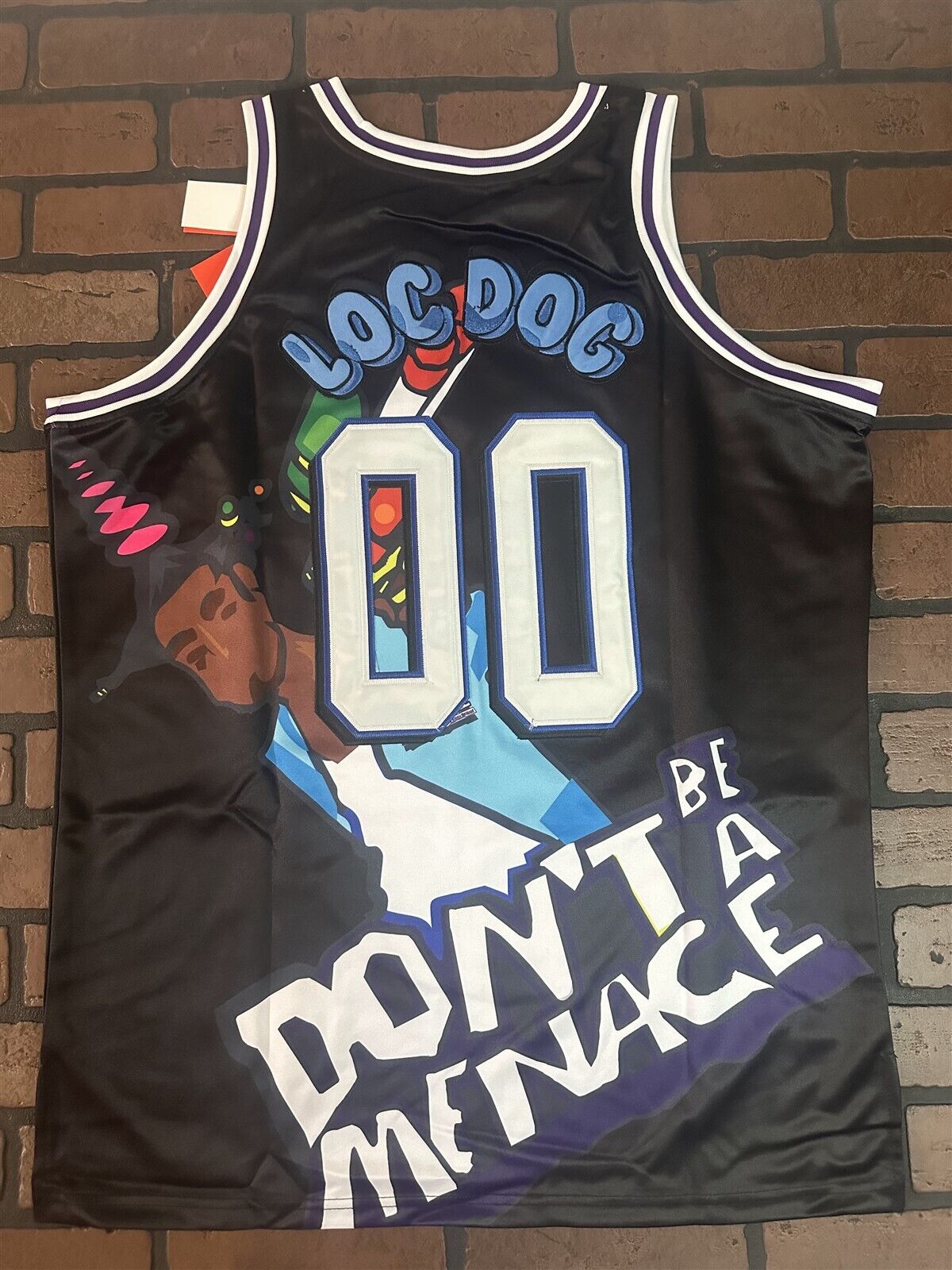 DON'T BE A MENACE Loc Dog Headgear Classics Basketball Jersey