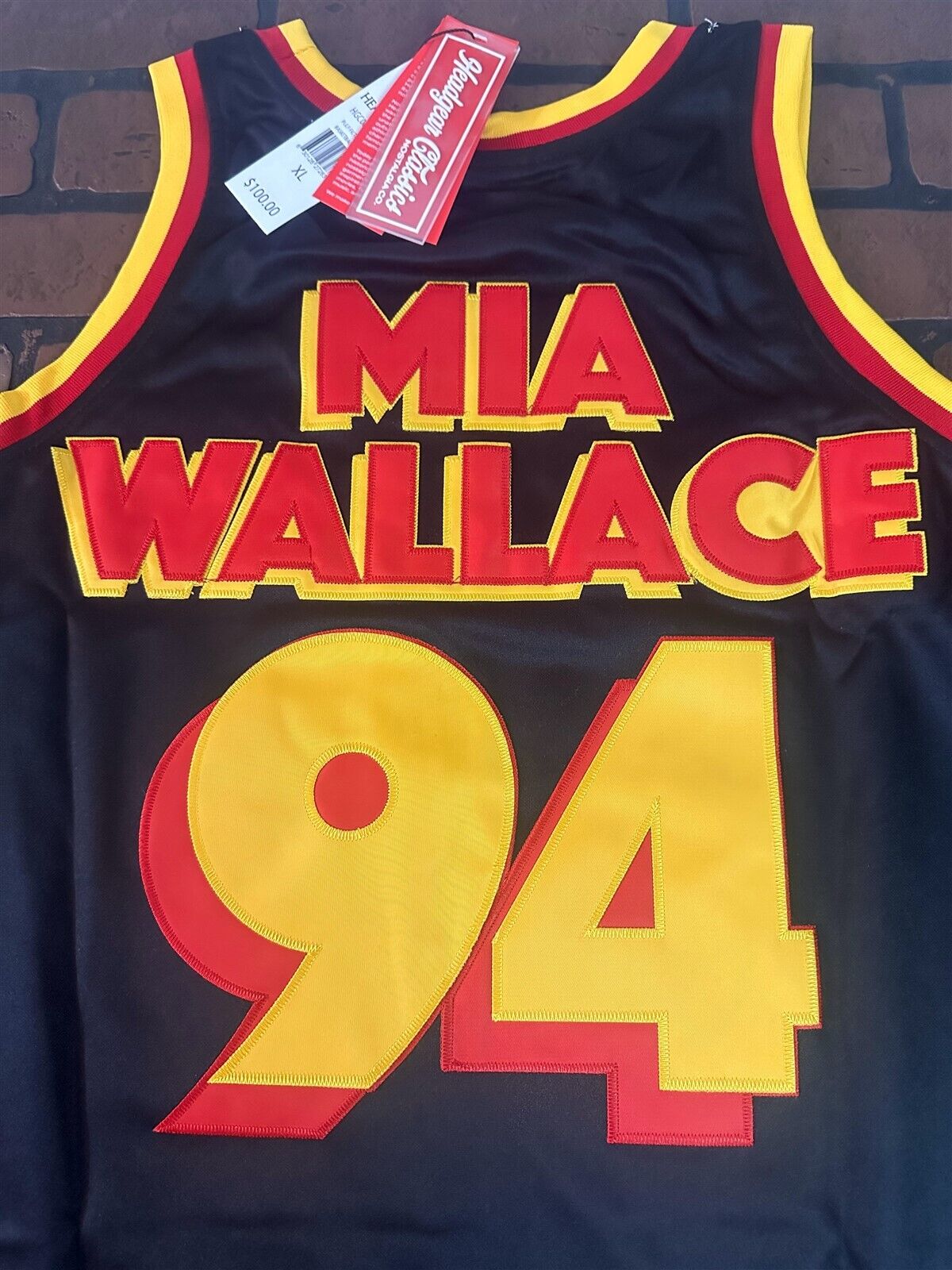 PULP FICTION MIA WALLACE Black Headgear Classics Basketball Jersey