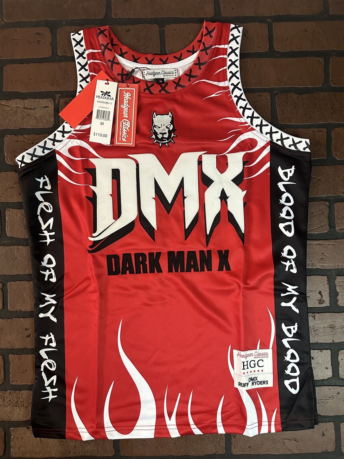 DMX-Red Dark Man X Headgear Classics Basketball Jersey