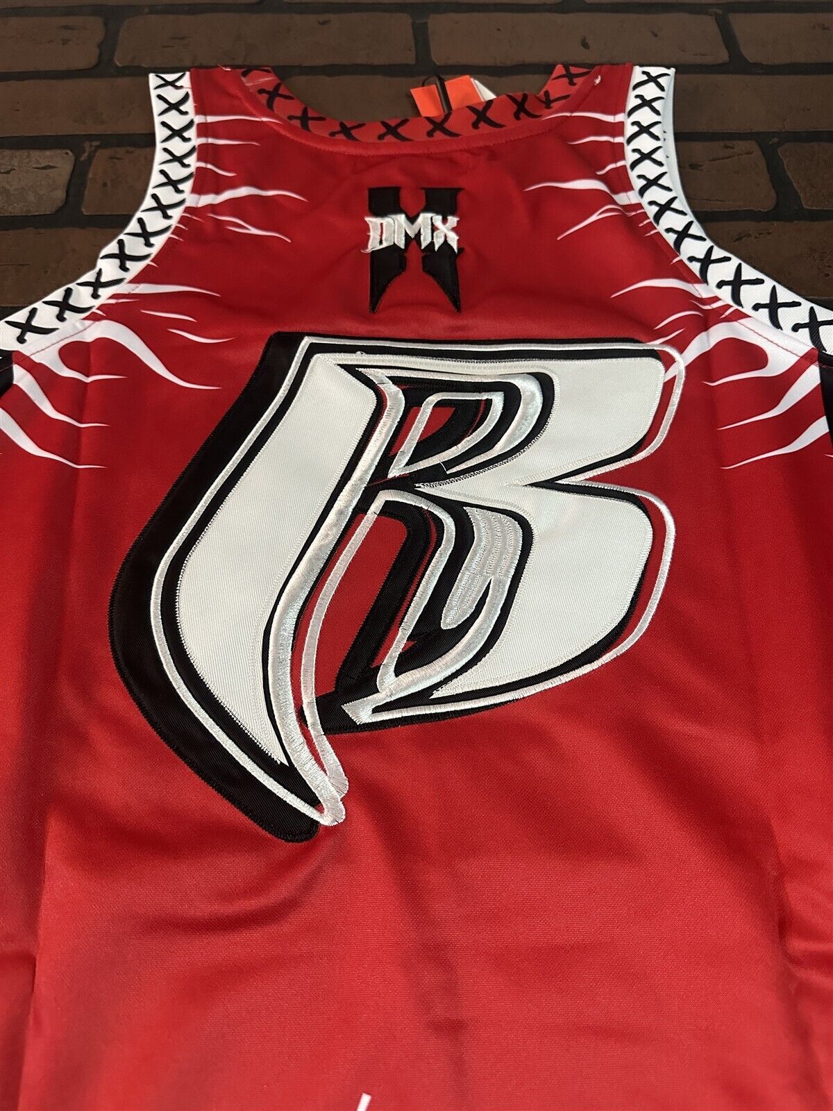DMX-Red Dark Man X Headgear Classics Basketball Jersey
