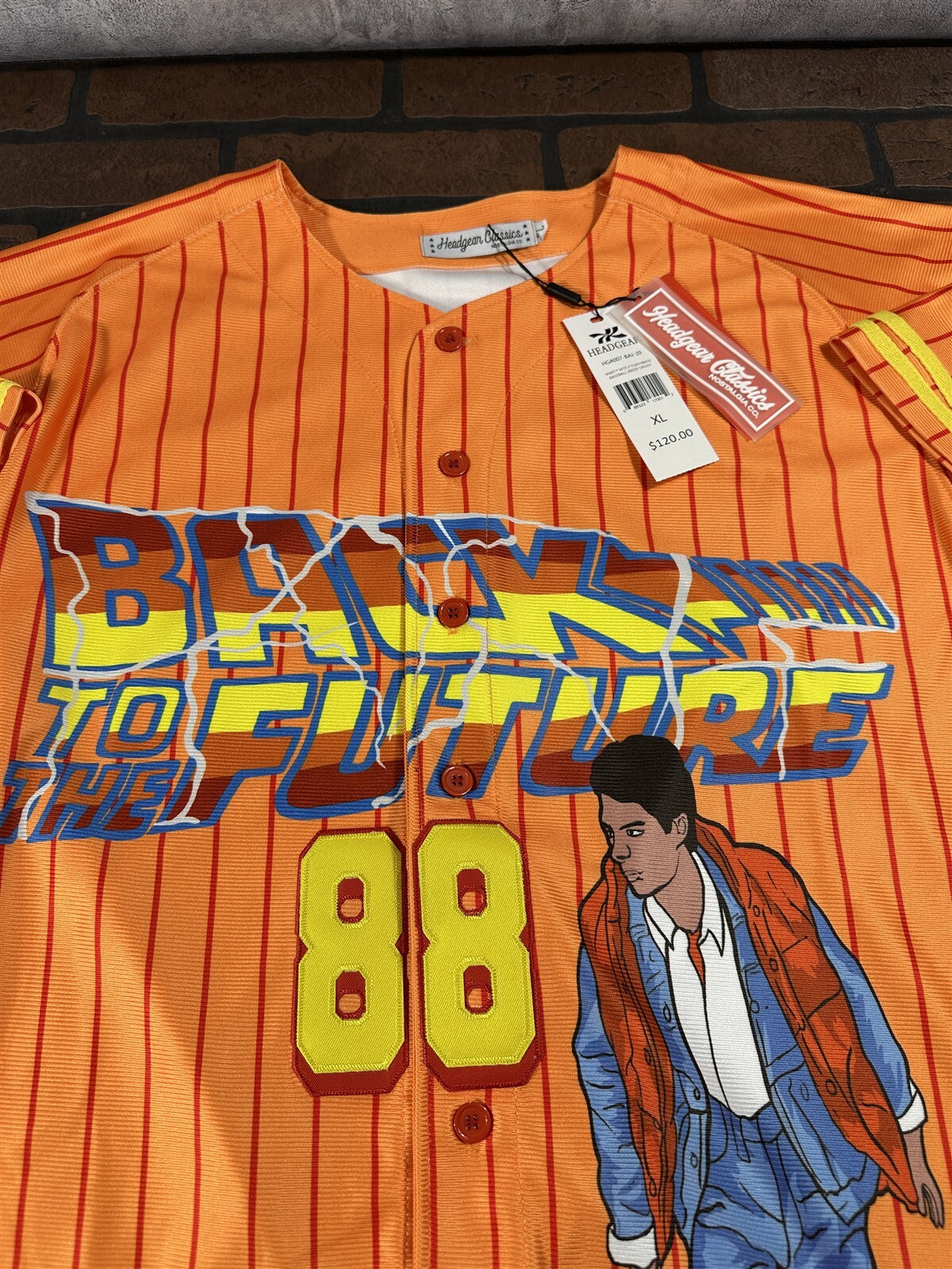 BACK TO THE FUTURE Headgear Classics Orange Baseball Jersey
