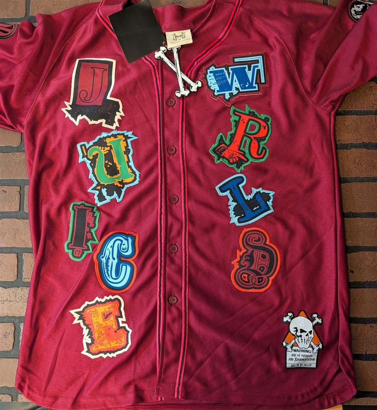 JUICE WRLD Brand X Fighting Demons Maroon Baseball Jersey