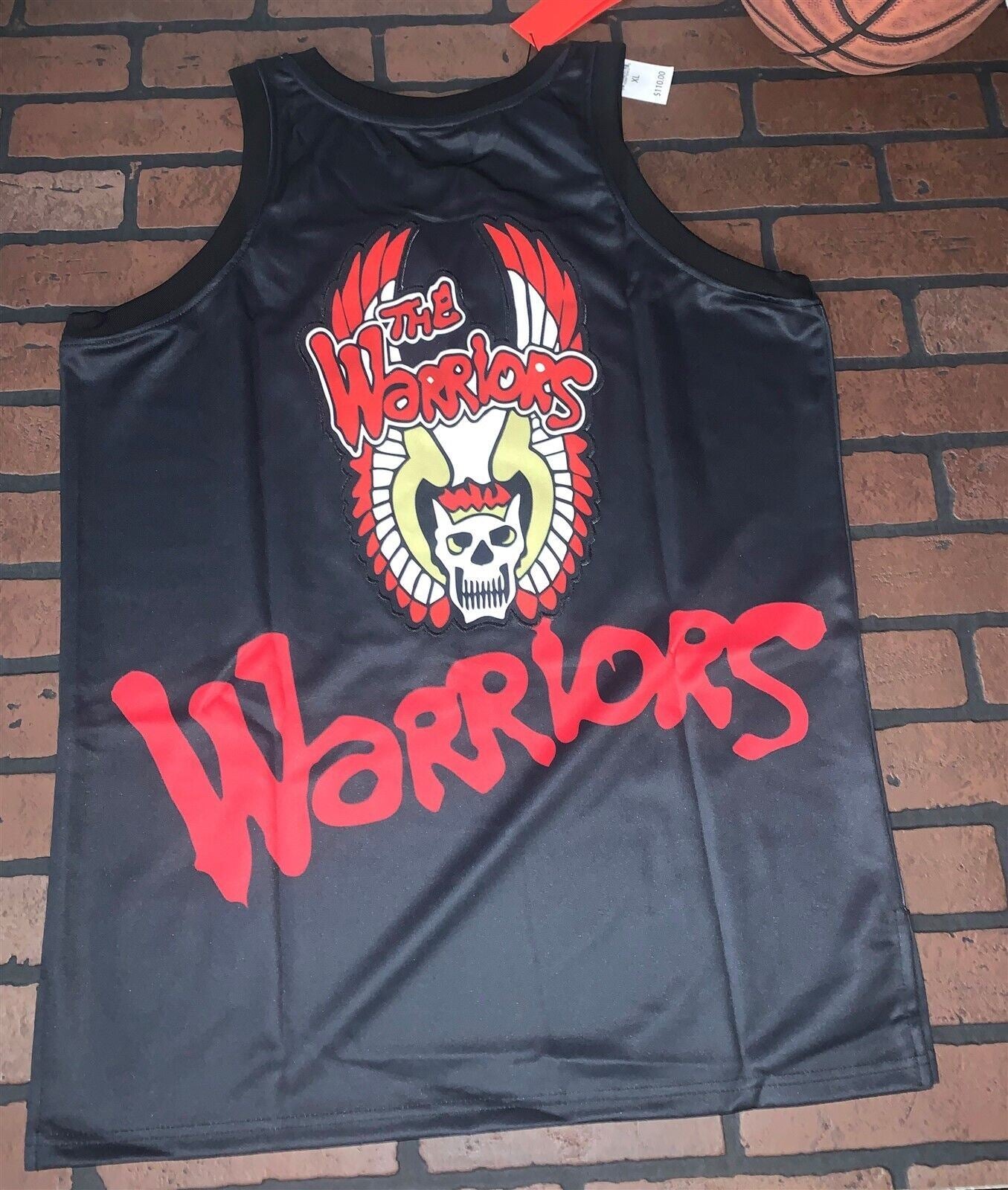 THE WARRIORS Black Headgear Classics Basketball Jersey