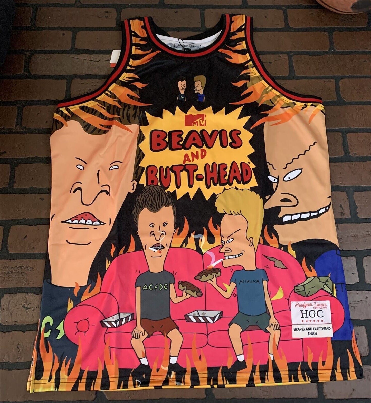 BEAVIS & BUTTHEAD Headgear Classics Basketball Fire Jersey