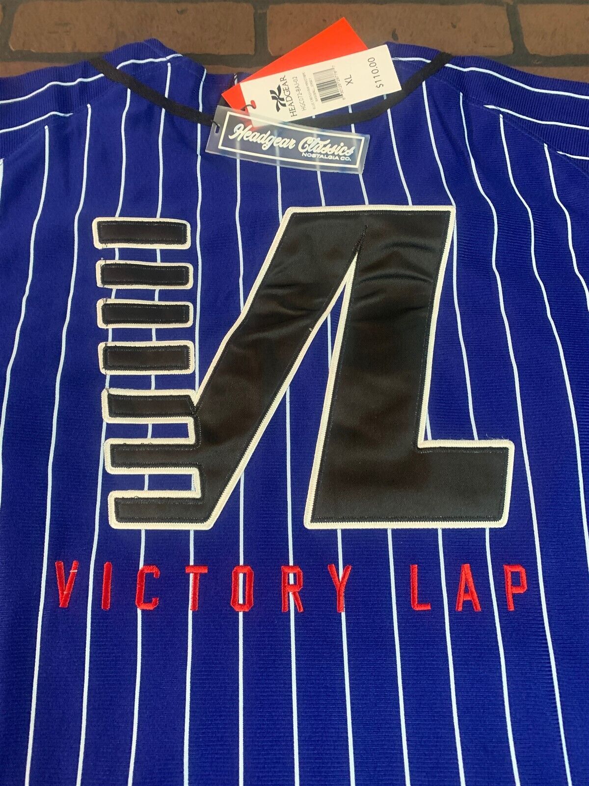 CRENSHAW Victory Lap Blue Pinstripe Headgear Classics Baseball Jersey