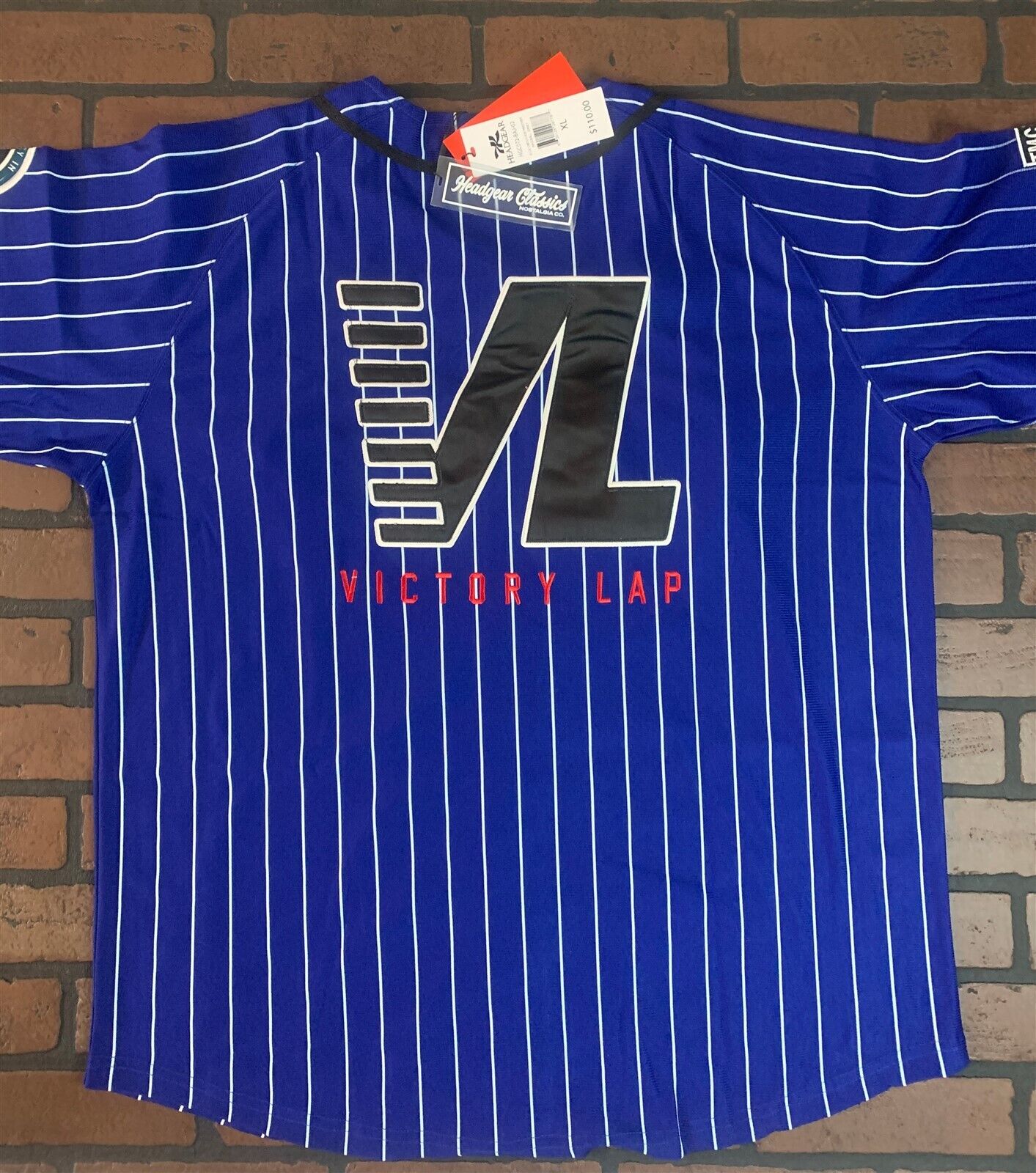 CRENSHAW Victory Lap Blue Pinstripe Headgear Classics Baseball Jersey