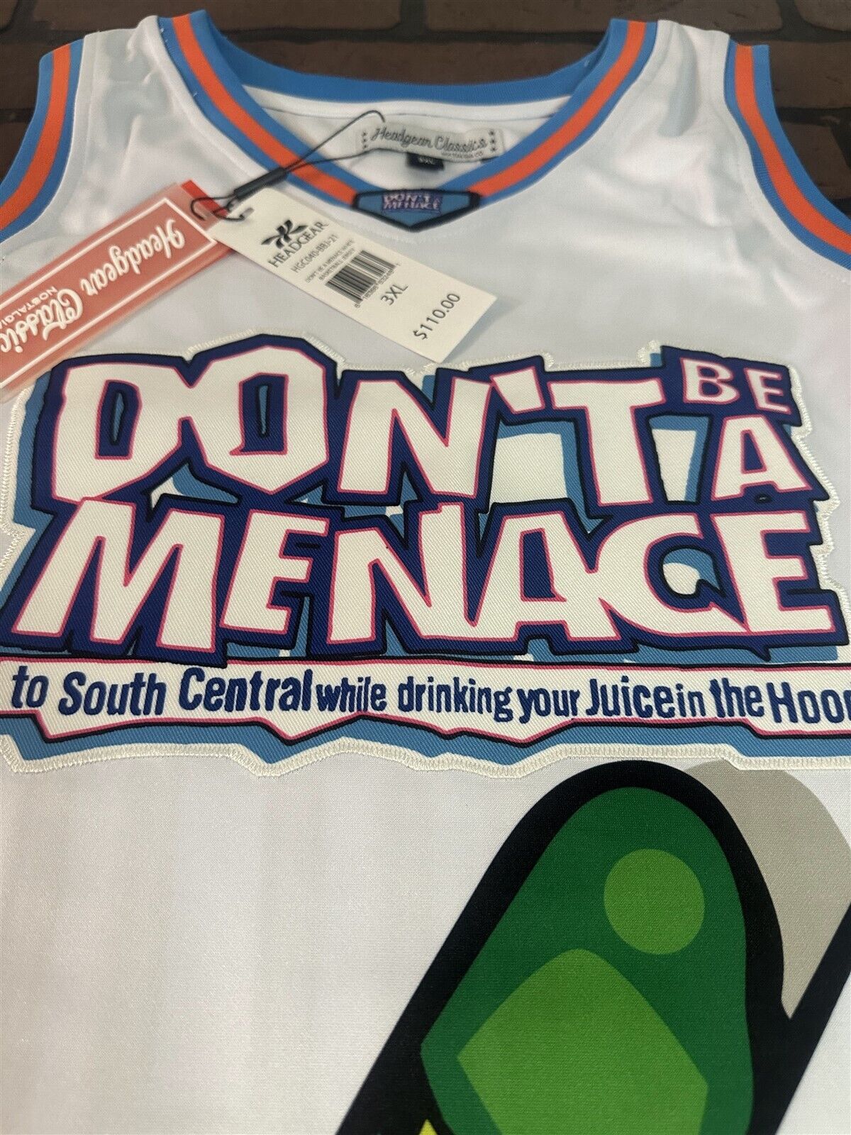 DON'T BE A MENACE TO SOCIETY White Headgear Classics Basketball Jersey