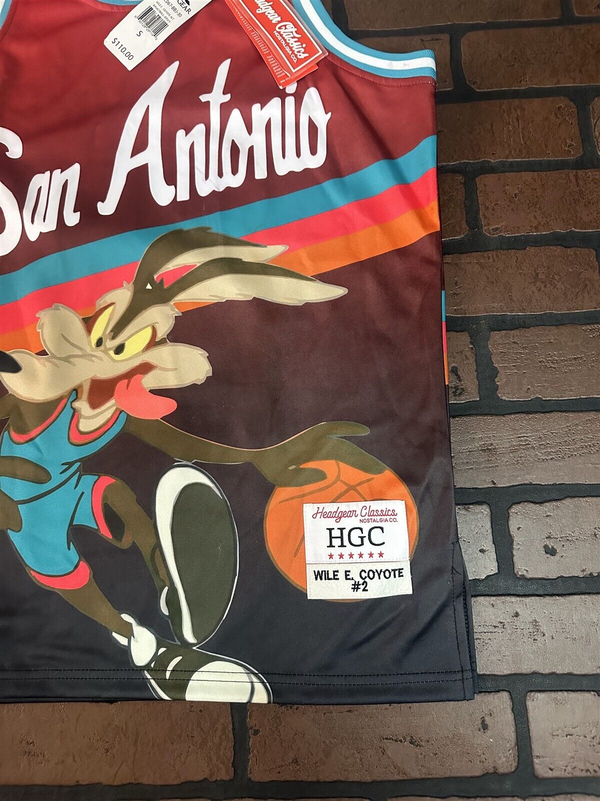 WILE E COYOTE/SAN ANTONIO Red Headgear Classics Basketball Jersey