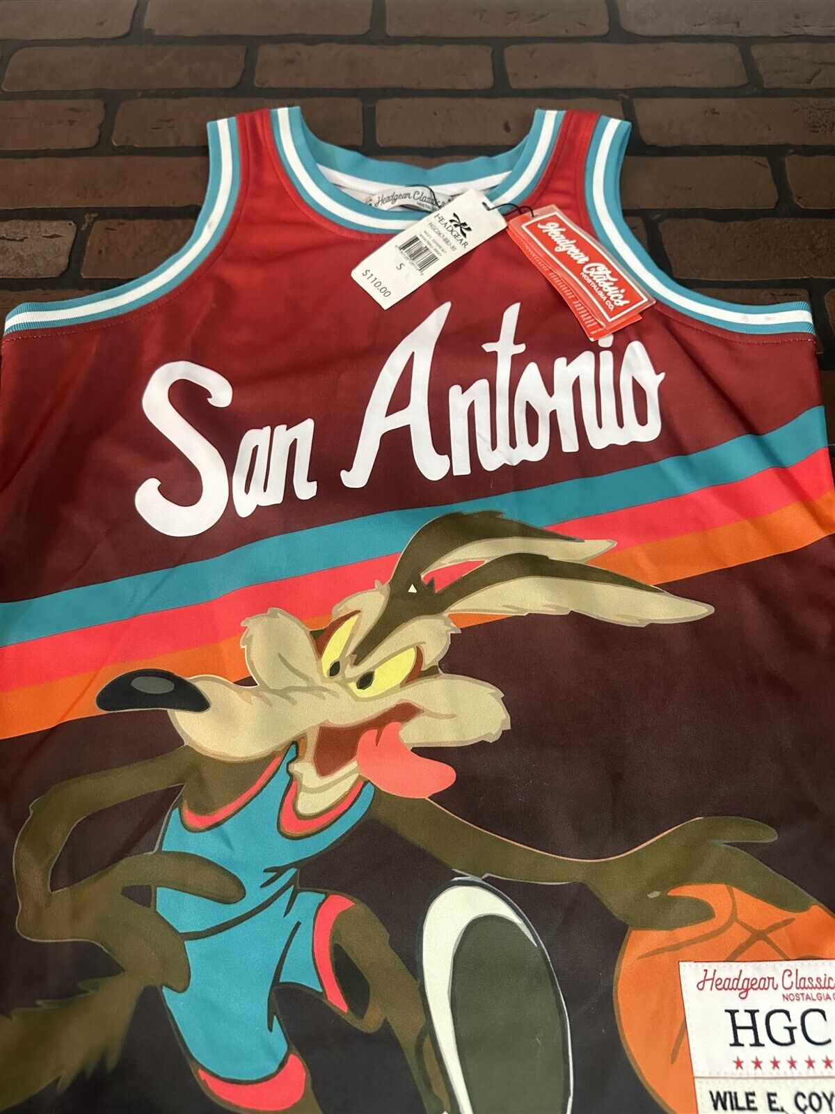 WILE E COYOTE/SAN ANTONIO Red Headgear Classics Basketball Jersey
