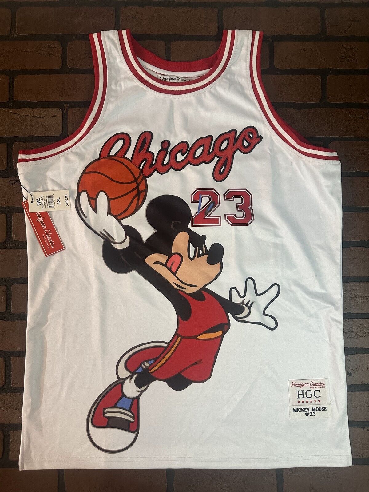 MICKEY MOUSE #23 White Headgear Classics Basketball Jersey