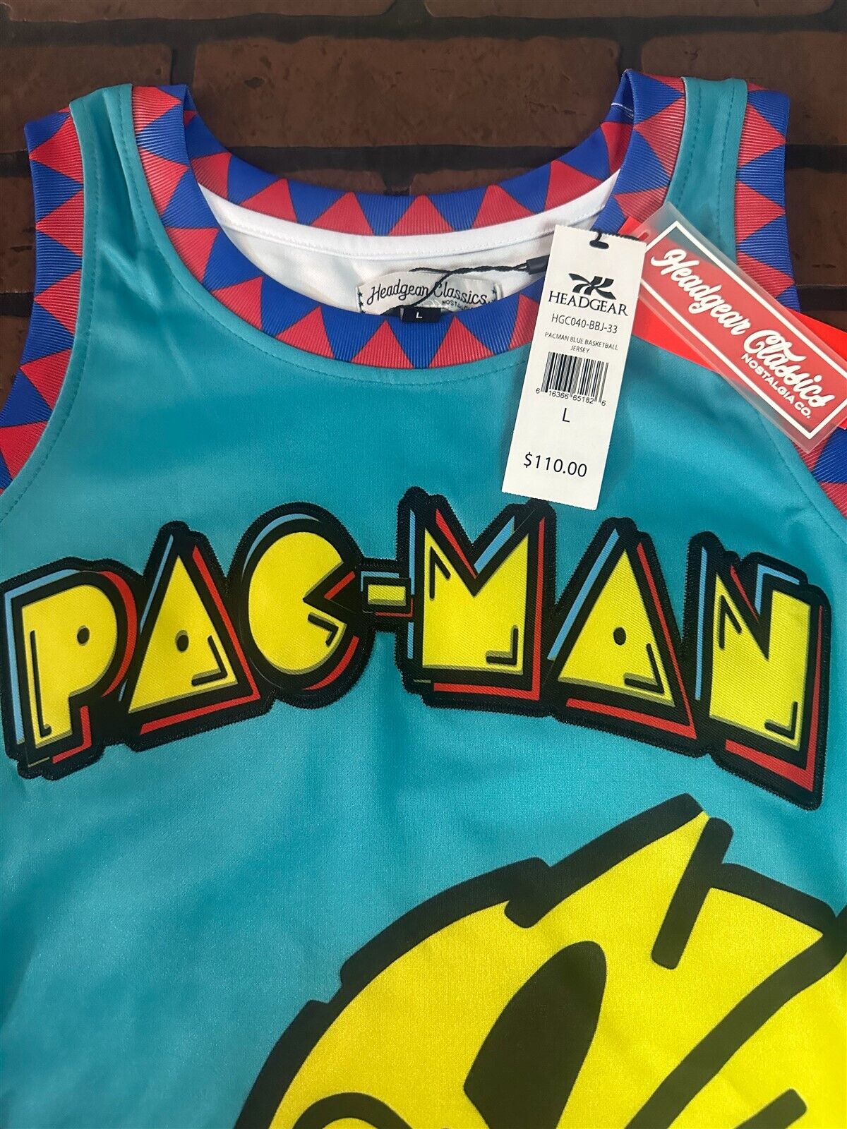 PAC MAN Blue Headgear Classics Basketball Jersey
