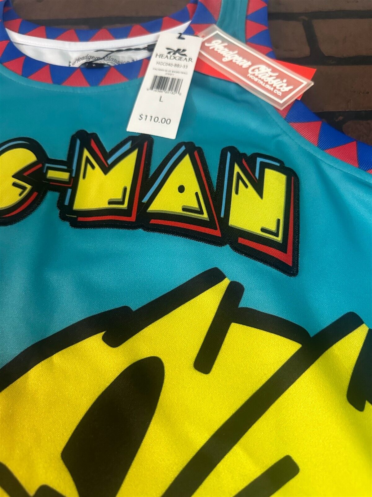 PAC MAN Blue Headgear Classics Basketball Jersey