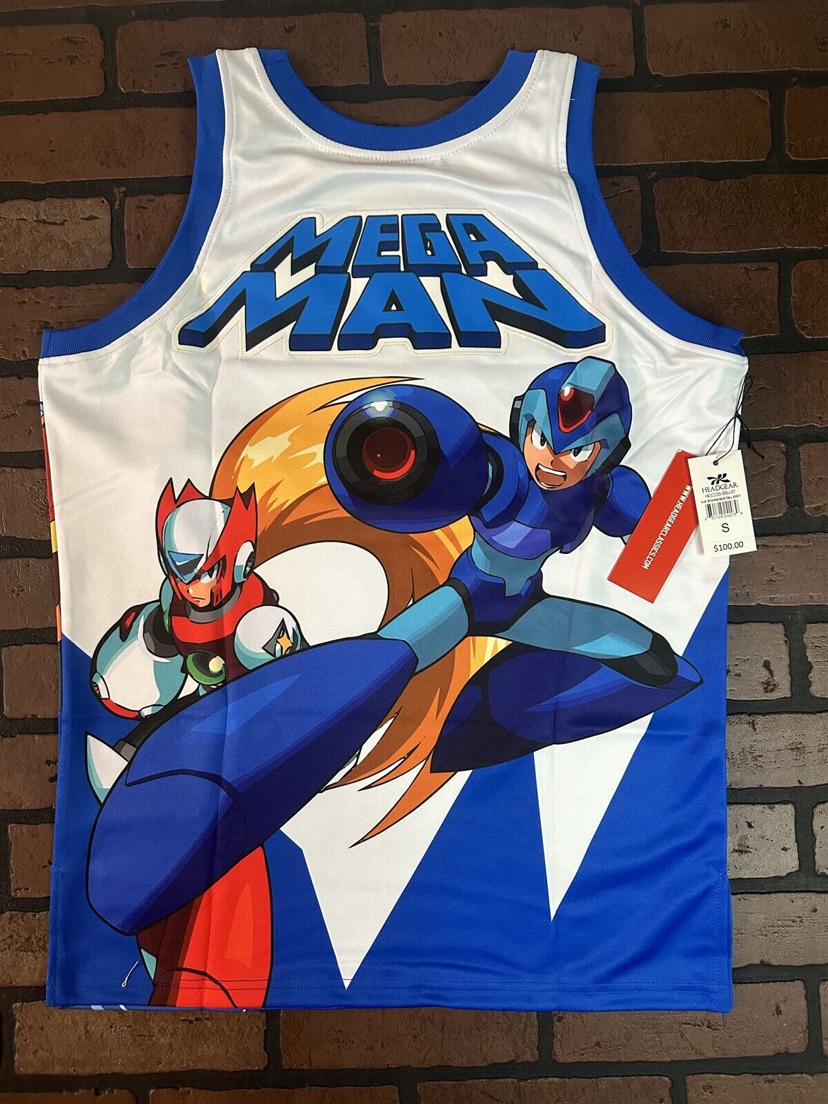 MEGA MAN Blue Headgear Classics Basketball Jersey