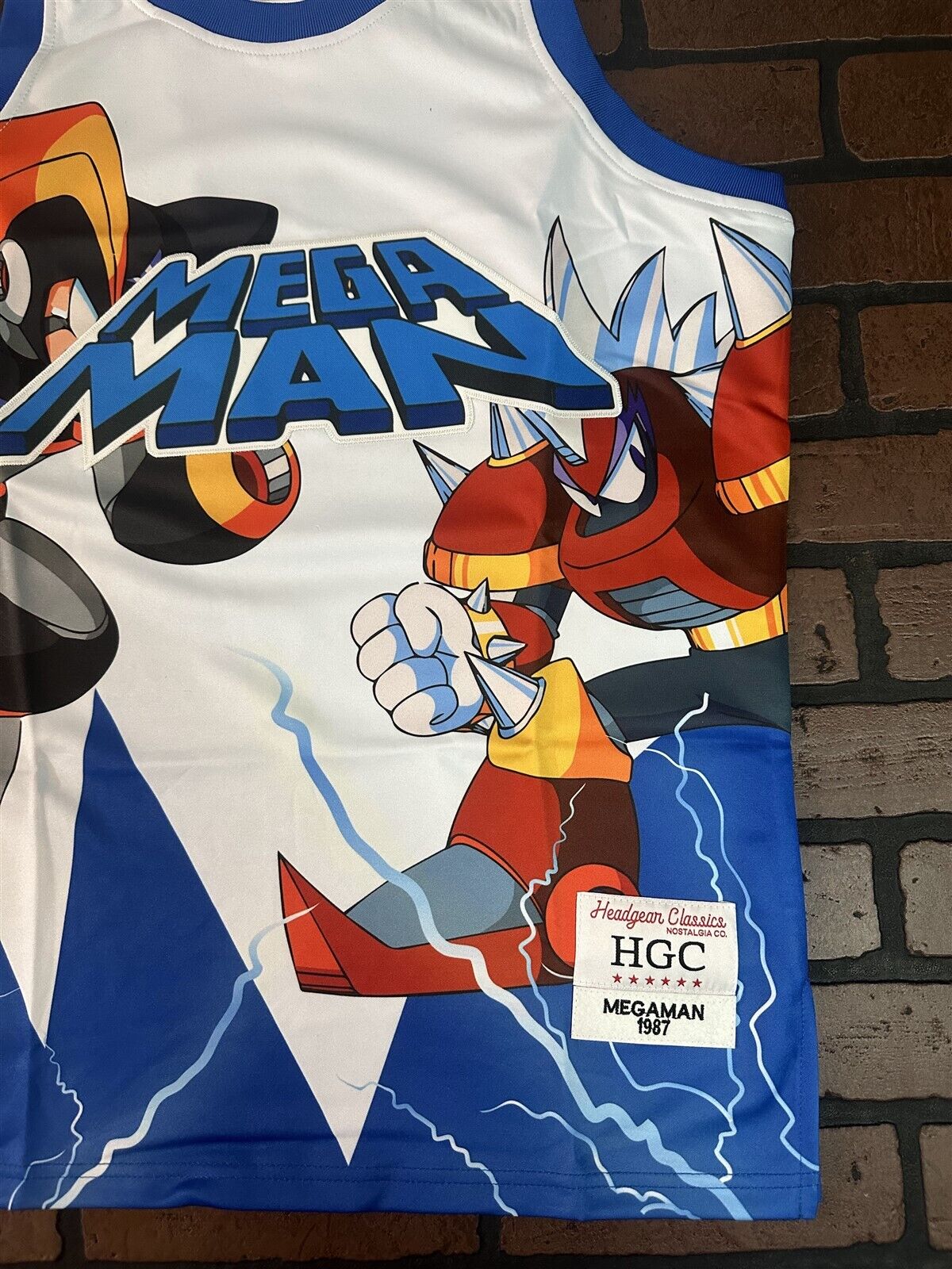 MEGA MAN Blue Headgear Classics Basketball Jersey