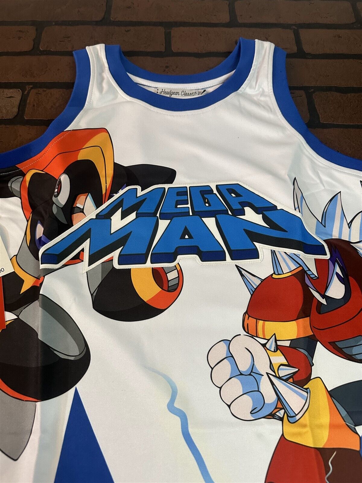 MEGA MAN Blue Headgear Classics Basketball Jersey