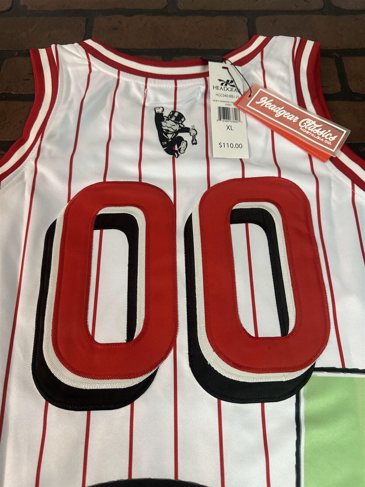 MONOPOLY White Headgear Classics Basketball Jersey