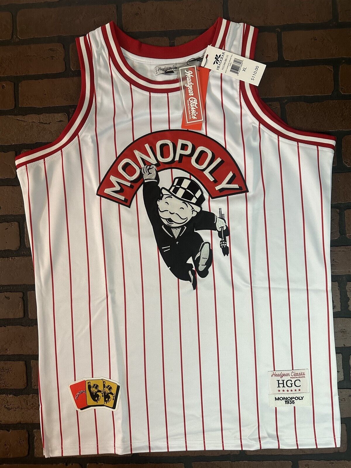 MONOPOLY White Headgear Classics Basketball Jersey