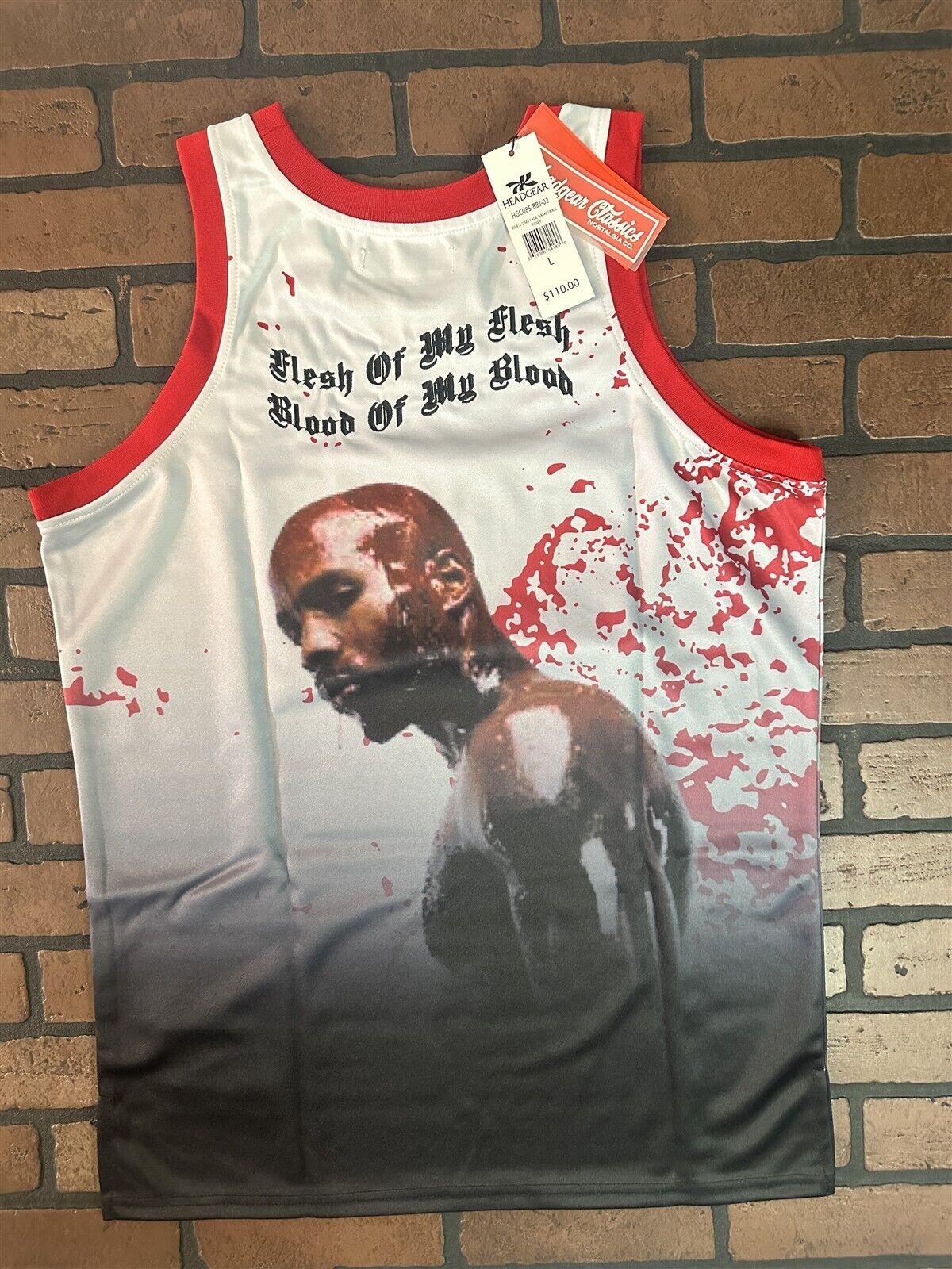DMX -White Flesh of My Flesh Headgear Classics Basketball Jersey