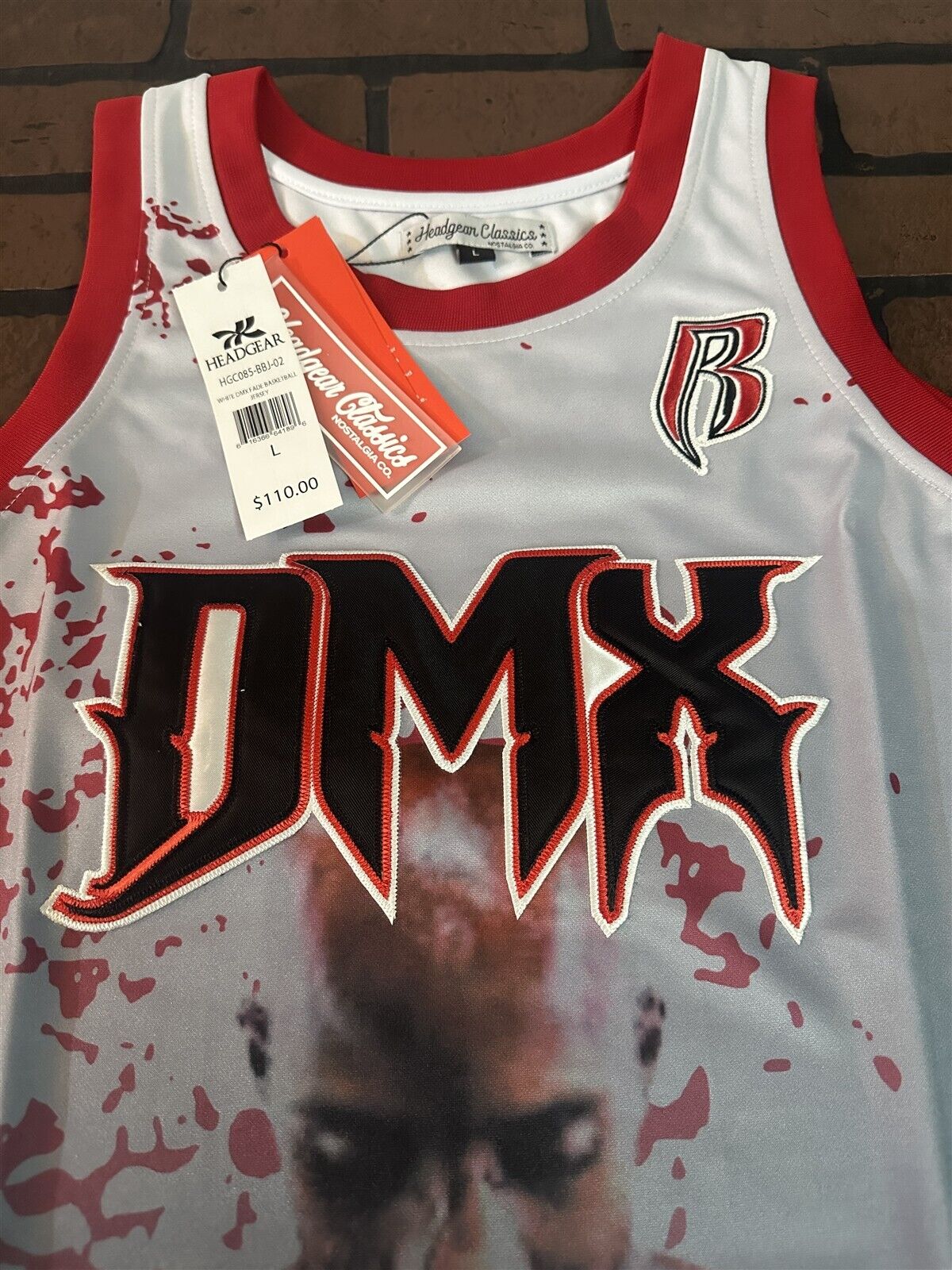 DMX -White Flesh of My Flesh Headgear Classics Basketball Jersey