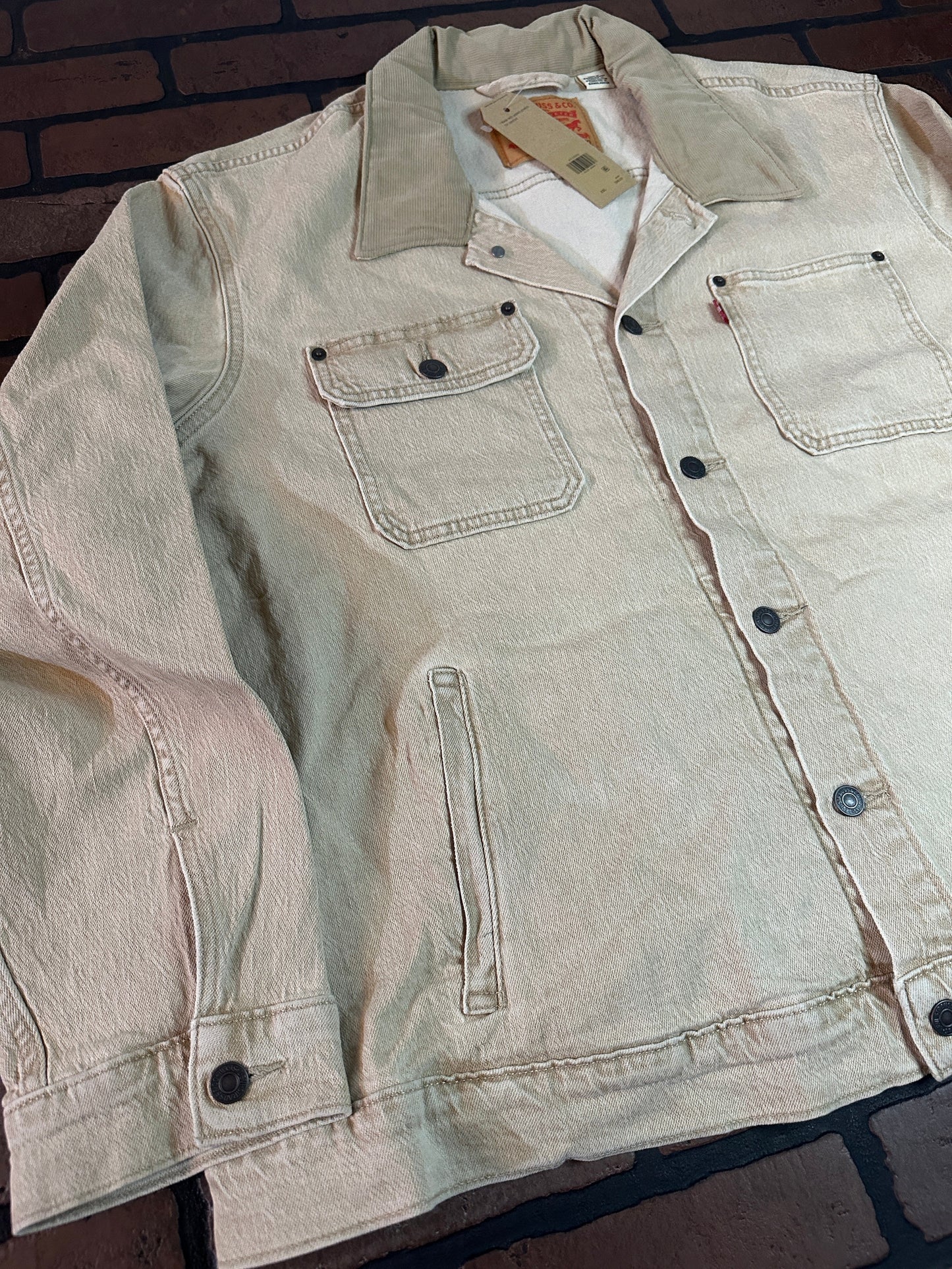 Levi's Beige Denim Jacket with Corduroy Collar