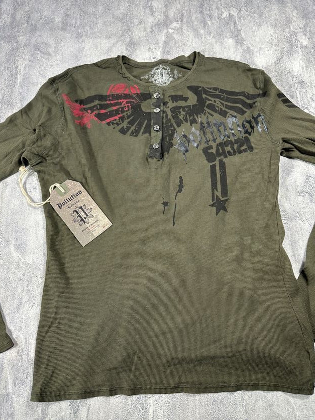 Pollution Green Y2K Thermal Long Sleeve Shirt