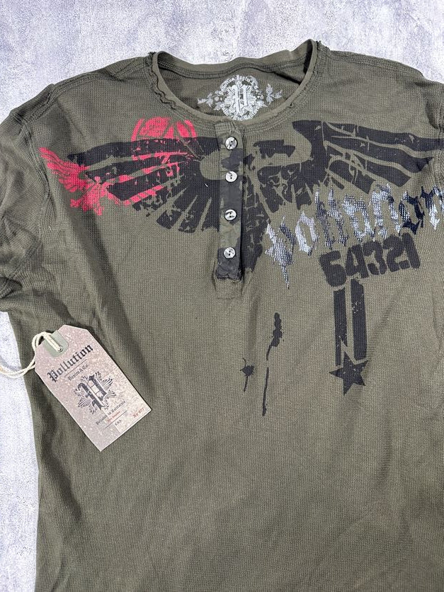 Pollution Green Y2K Thermal Long Sleeve Shirt