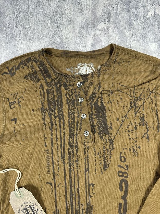 Pollution Brown Y2K Thermal Long Sleeve Shirt