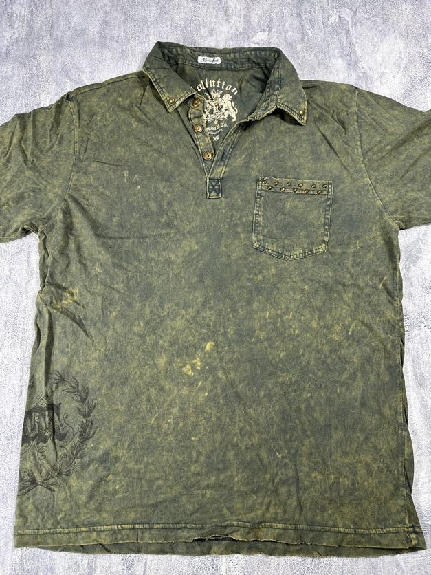 Pollution Green Collared Y2K Shirt
