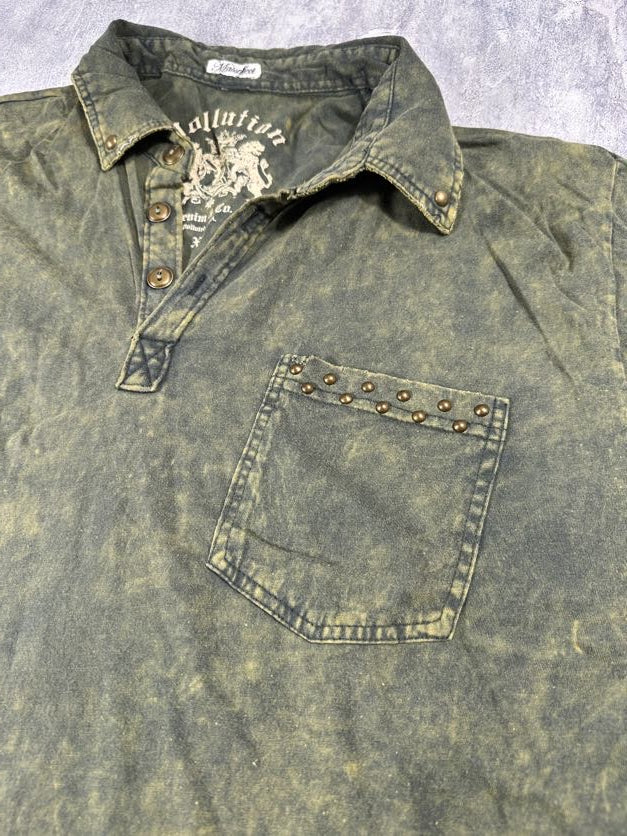 Pollution Green Collared Y2K Shirt