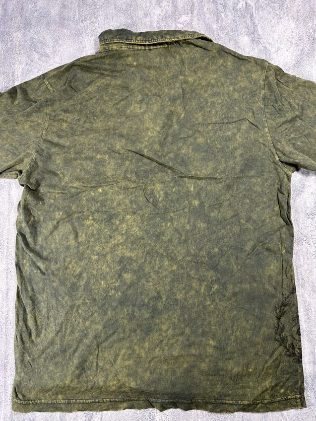 Pollution Green Collared Y2K Shirt