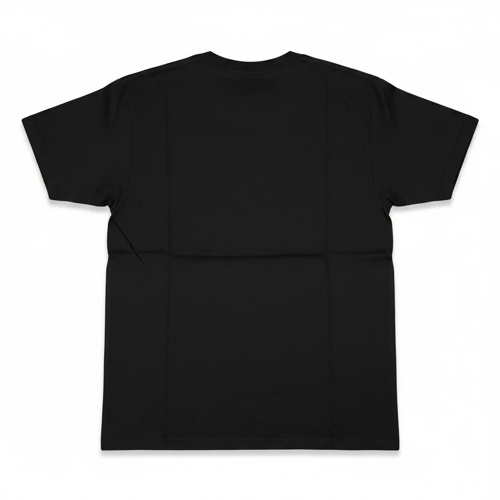 Throwback Rack Megadeth Dystopia crewneck t-shirt in plain black, back view showing a clean, solid fabric design.