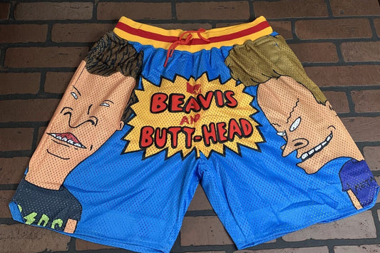 BEAVIS & BUTTHEAD Blue Headgear Classics Basketball Shorts ~Never Worn~ S 2XL