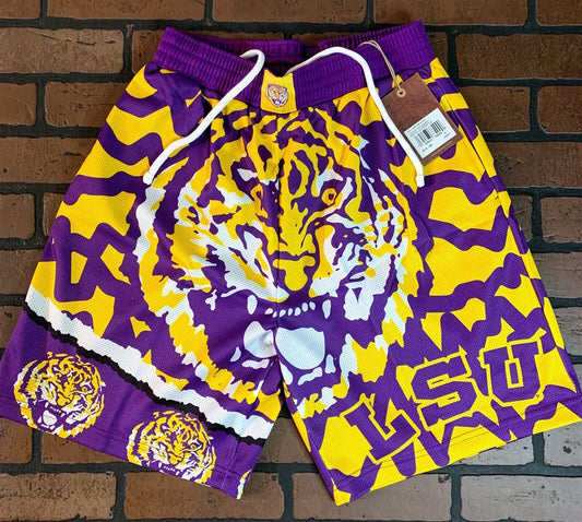 LSU TIGERS Mitchell & Ness Jumbotron 2.0 Basketball Shorts