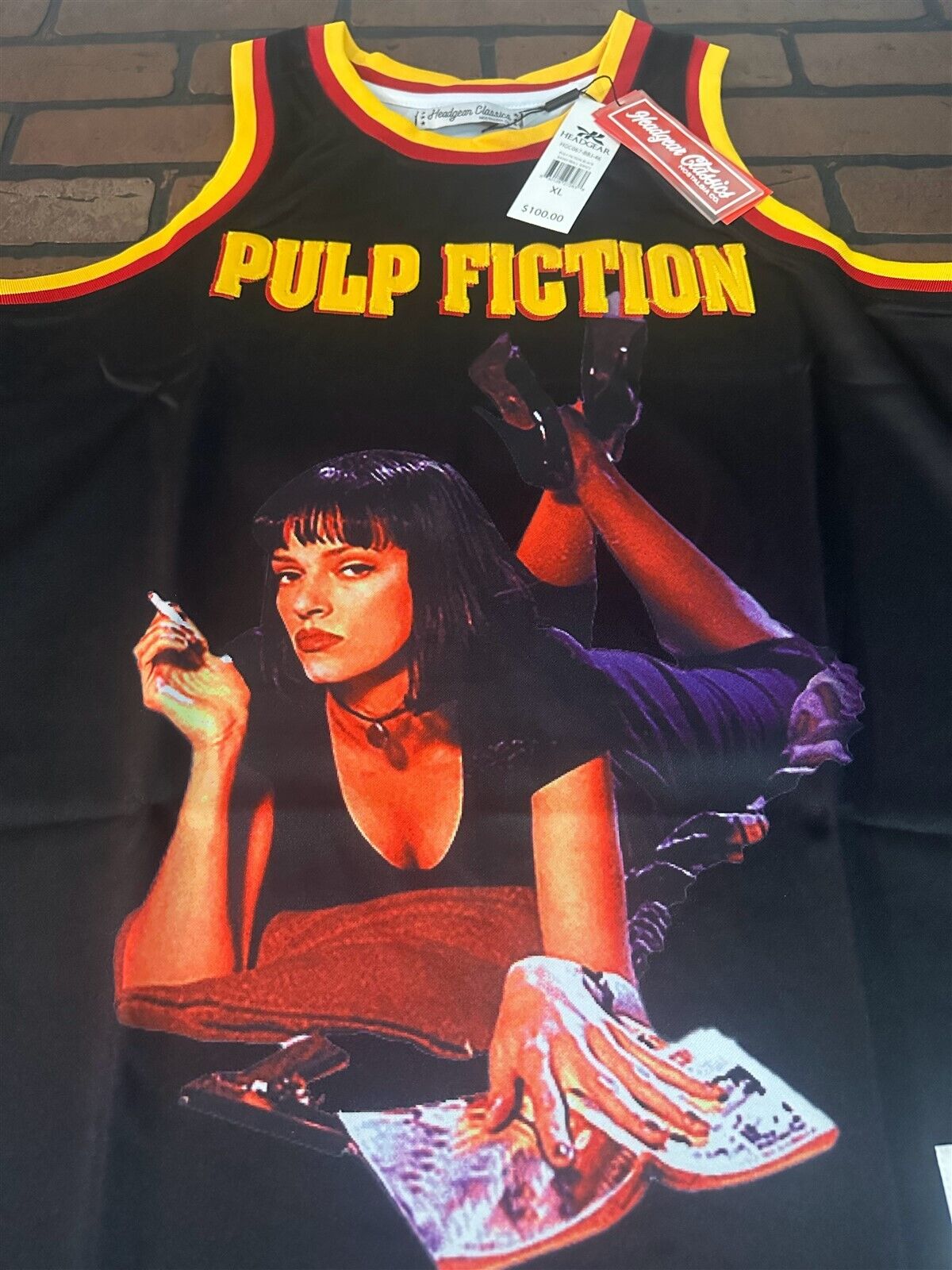PULP FICTION MIA WALLACE Black Headgear Classics Basketball Jersey