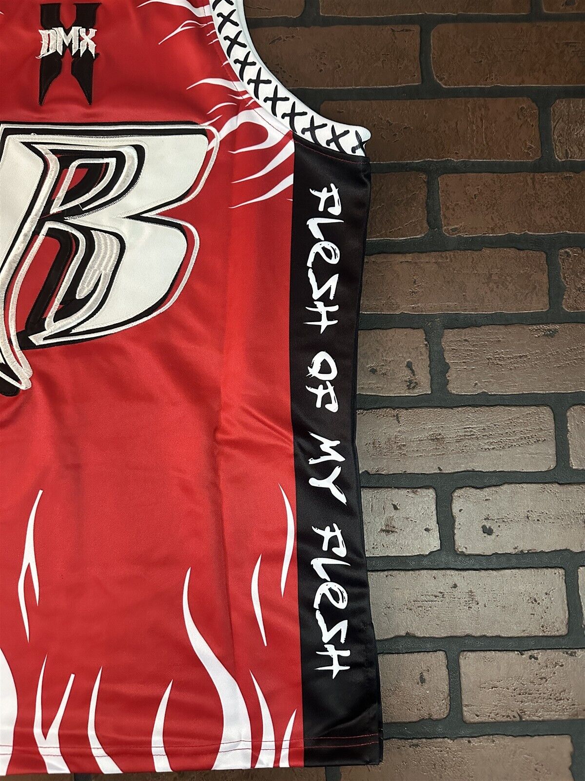 DMX-Red Dark Man X Headgear Classics Basketball Jersey
