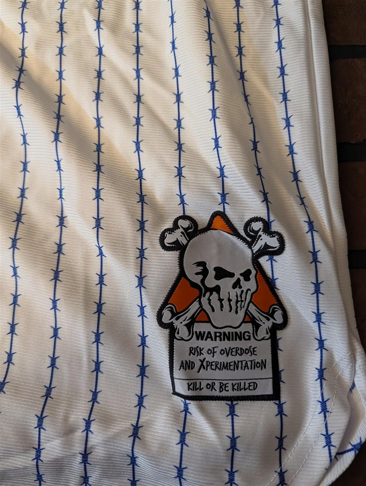 DREAMVILLE Barbed Wire Turquoise Brand X White Baseball Jersey