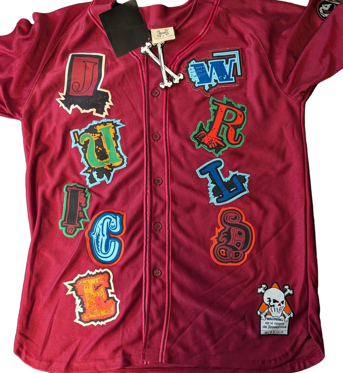 JUICE WRLD Brand X Fighting Demons Maroon Baseball Jersey