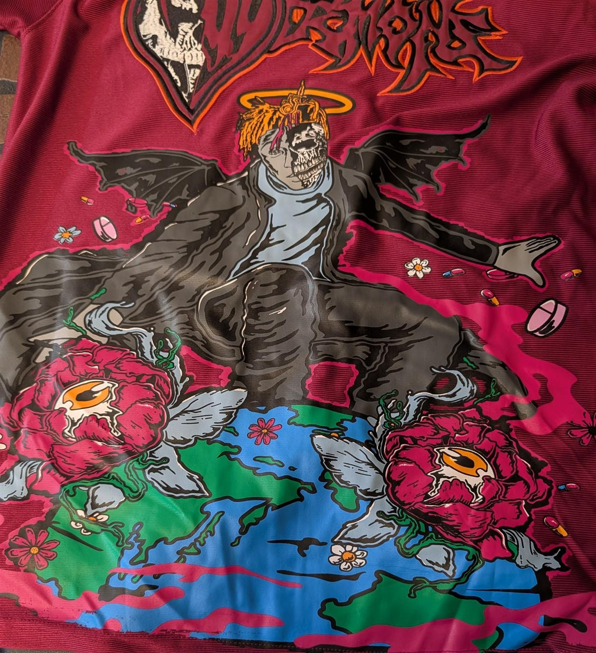 JUICE WRLD Brand X Fighting Demons Maroon Baseball Jersey
