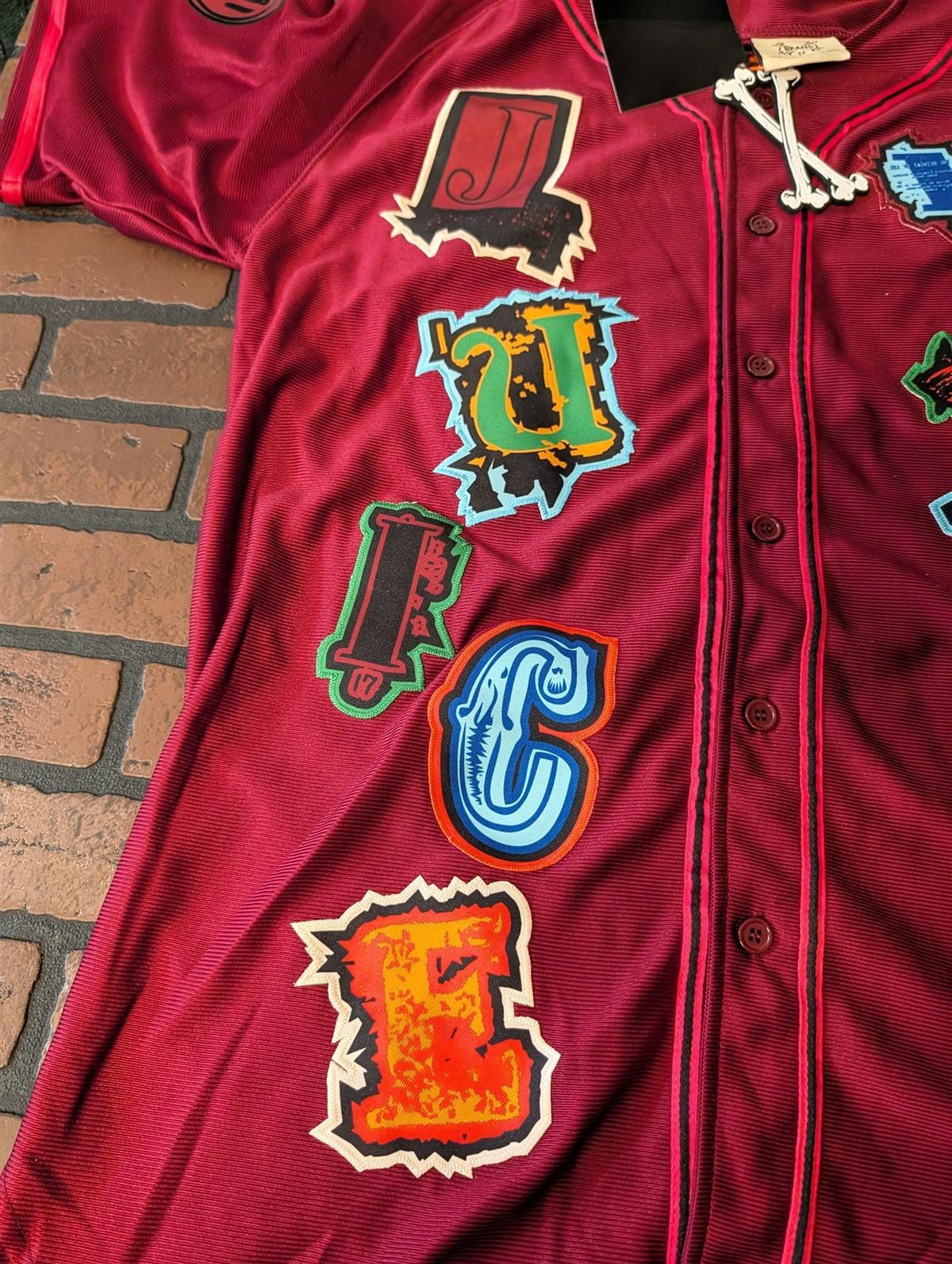 JUICE WRLD Brand X Fighting Demons Maroon Baseball Jersey