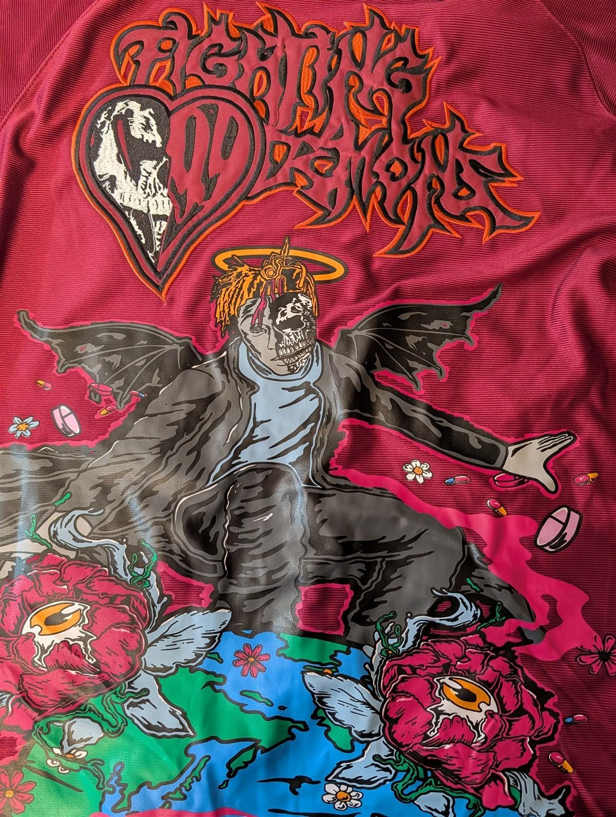 JUICE WRLD Brand X Fighting Demons Maroon Baseball Jersey