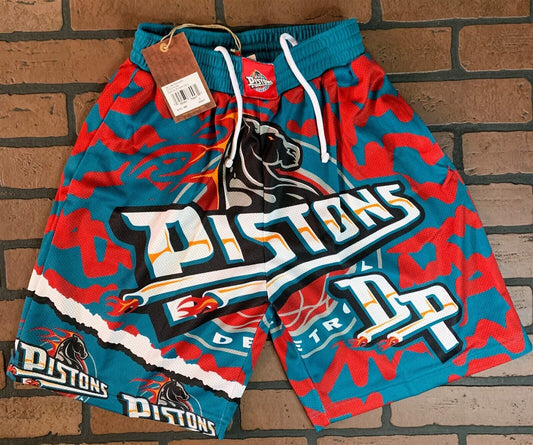 DETROIT PISTONS Mitchell & Ness Jumbotron 2.0 Sublimated Basketball Shorts