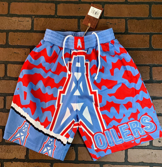 HOUSTON OILERS Mitchell & Ness Jumbotron 2.0 Sublimated Basketball Shorts