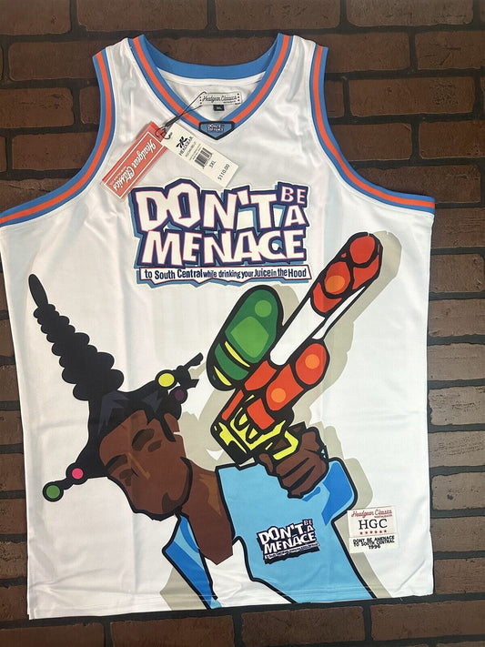 DON'T BE A MENACE TO SOCIETY White Headgear Classics Basketball Jersey