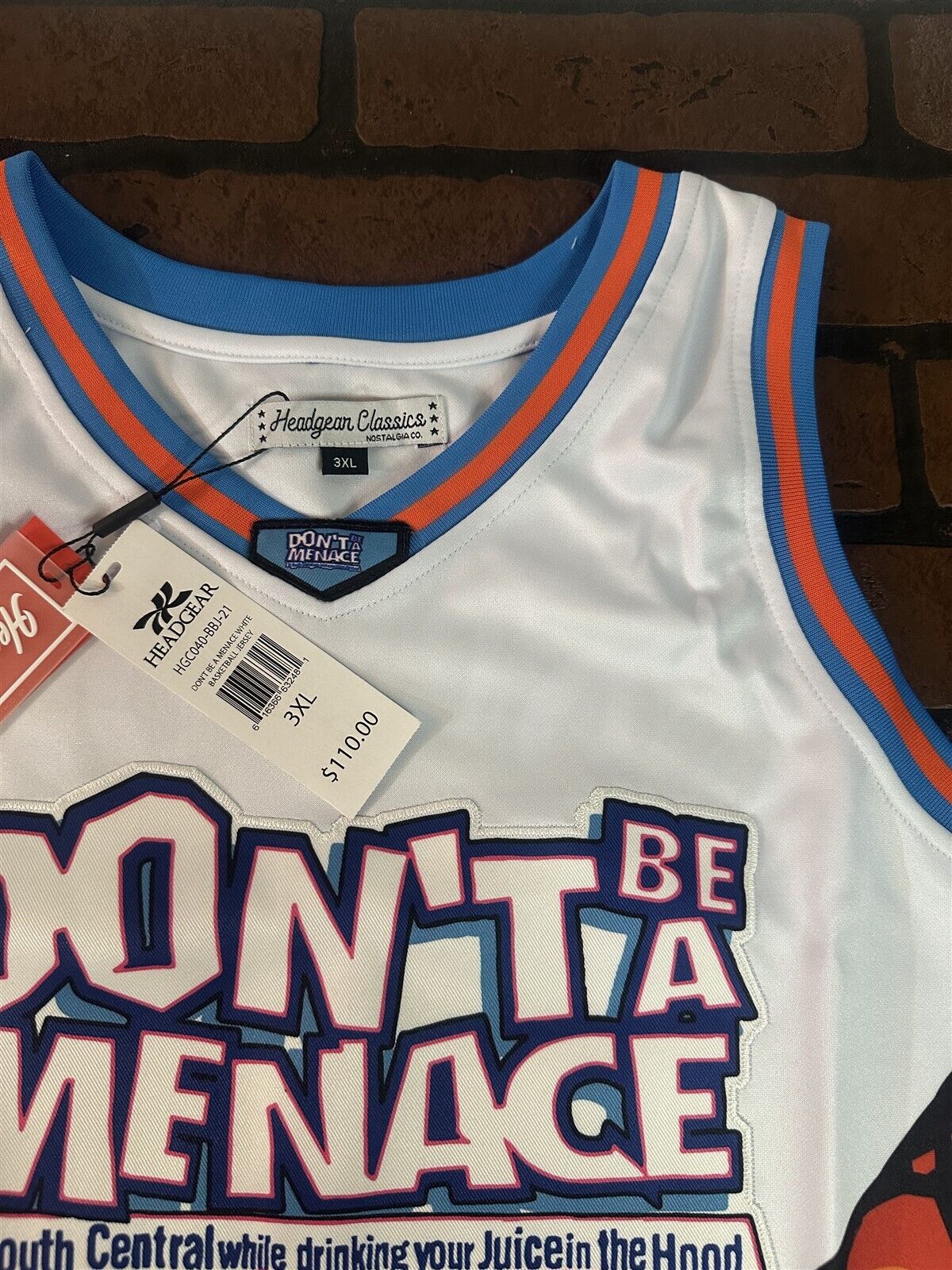 DON'T BE A MENACE TO SOCIETY White Headgear Classics Basketball Jersey