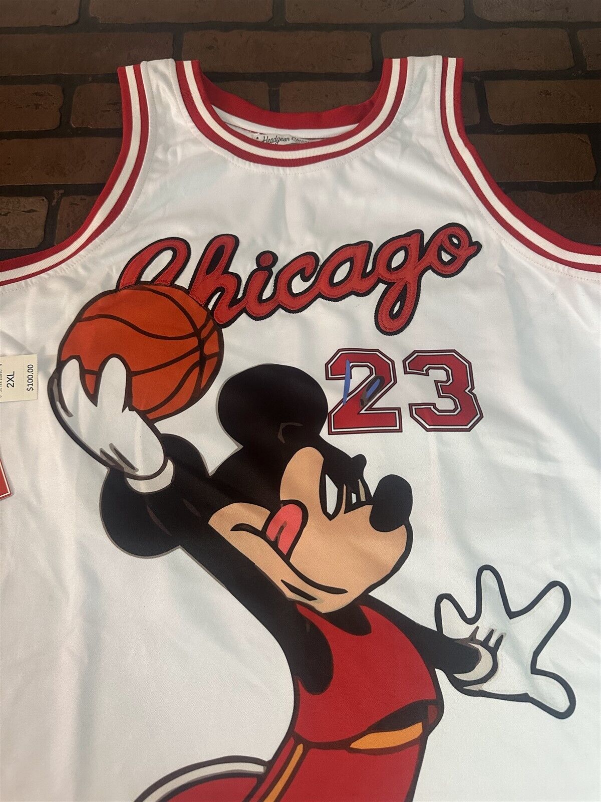 MICKEY MOUSE #23 White Headgear Classics Basketball Jersey