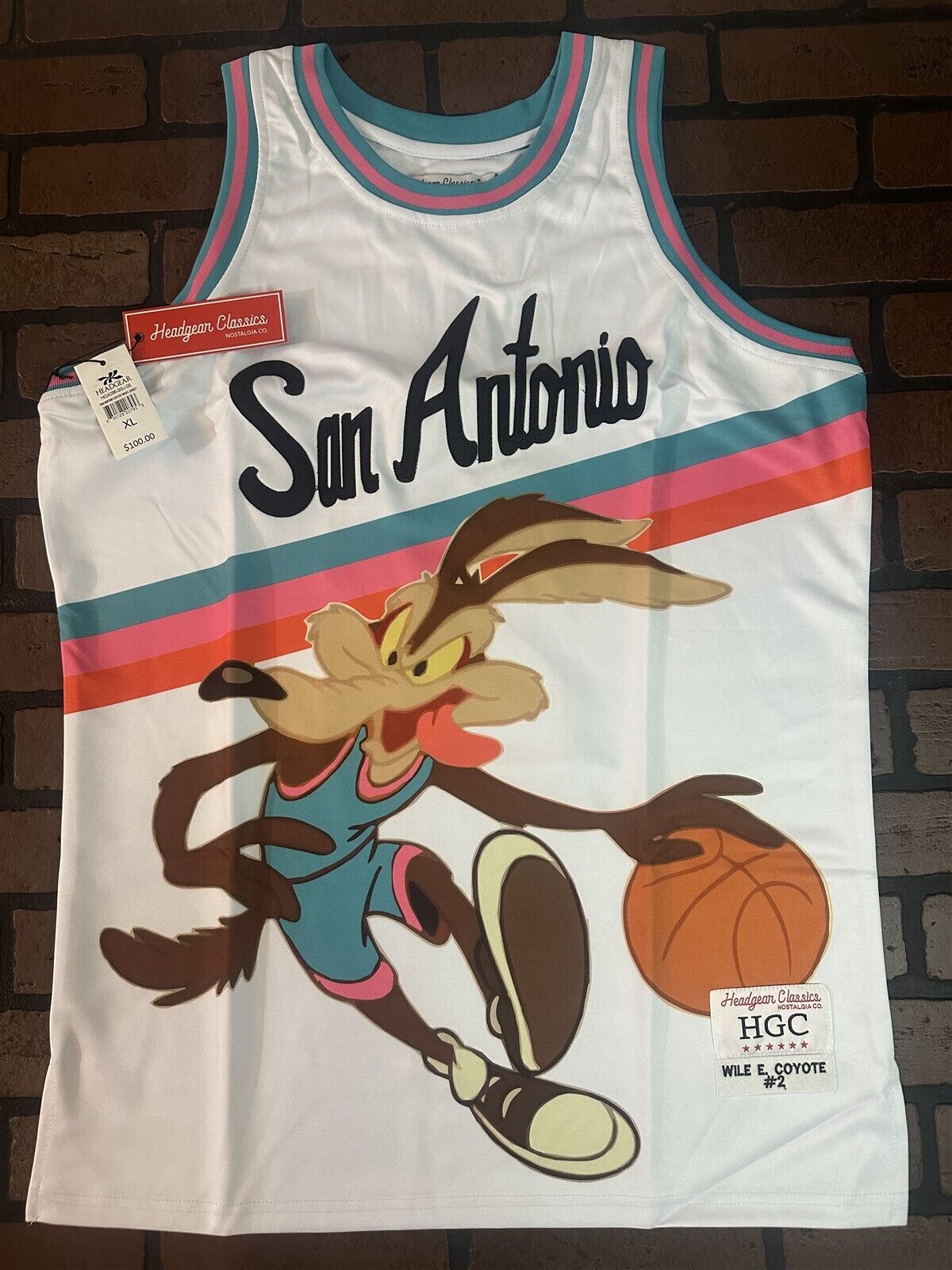 WILE E COYOTE/SAN ANTONIO White Headgear Classics Basketball Jersey