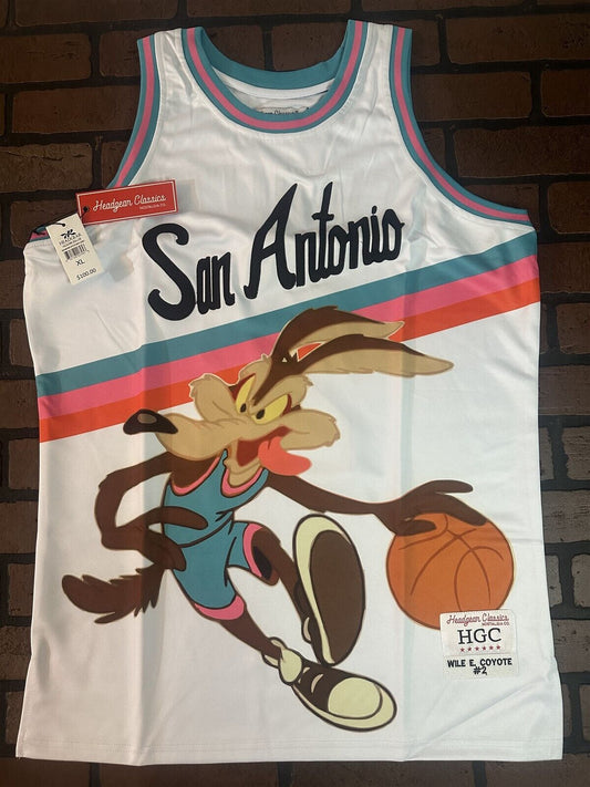 WILE E COYOTE/SAN ANTONIO White Headgear Classics Basketball Jersey