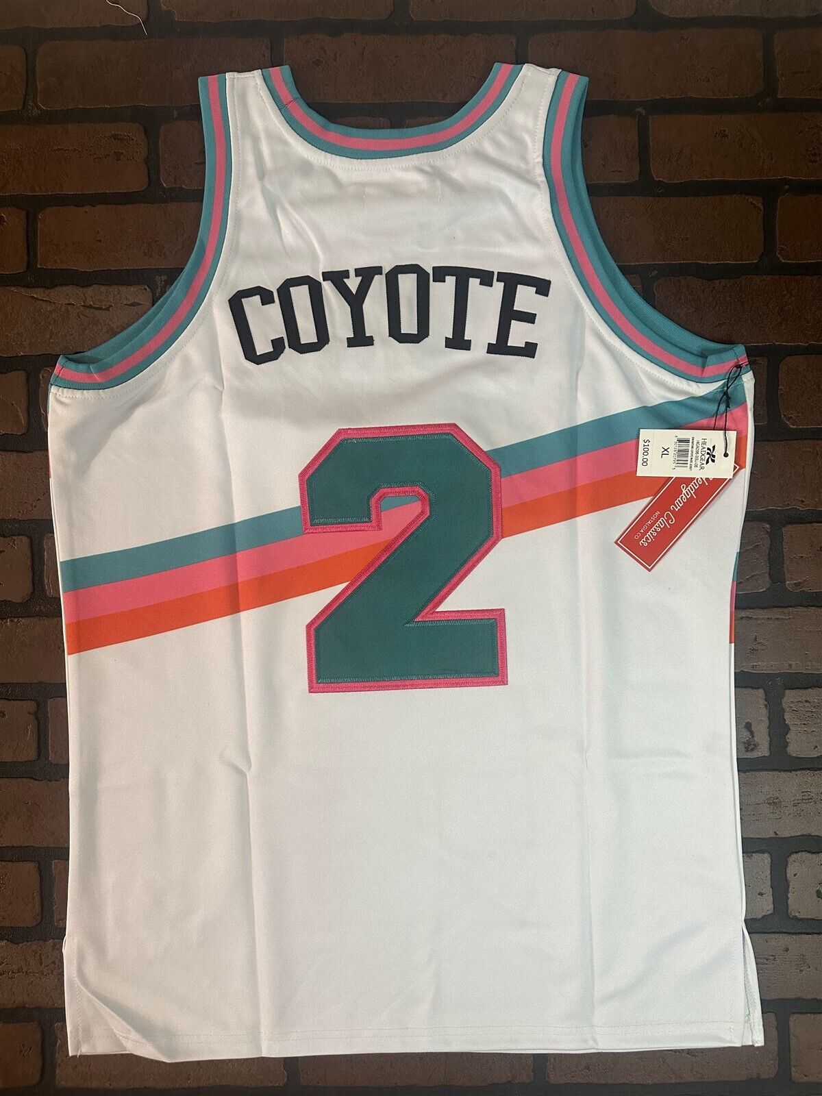 WILE E COYOTE/SAN ANTONIO White Headgear Classics Basketball Jersey
